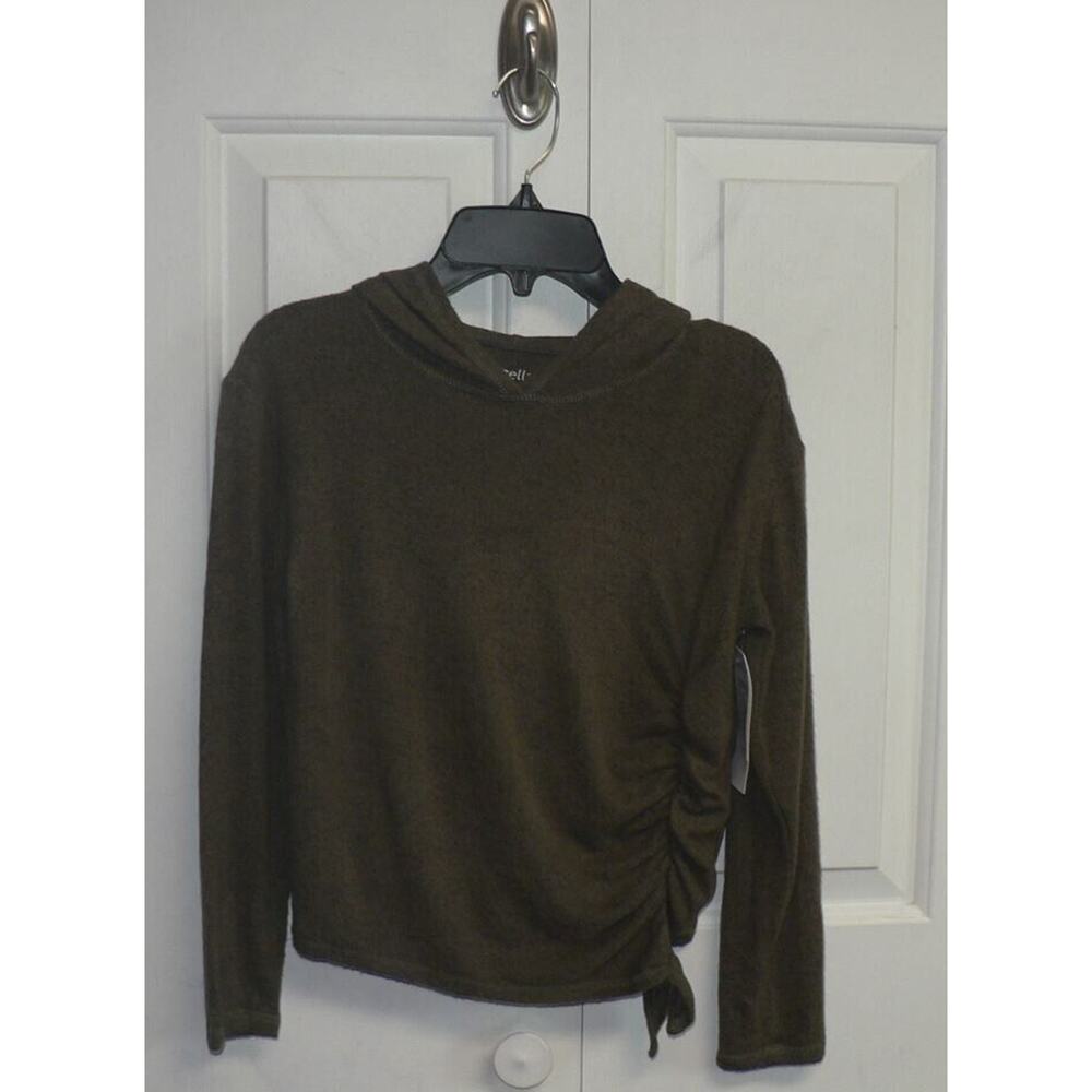 Zella Girls Soft Brushed Knit SideTie Leightweight Hoodie Green Park XS(7/8) $39